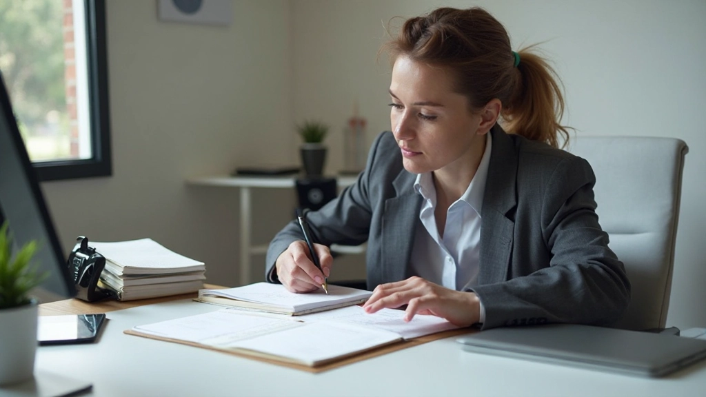 Professionele foto van iemand die doelstellingen schrijft in een planningsagenda op het bureau