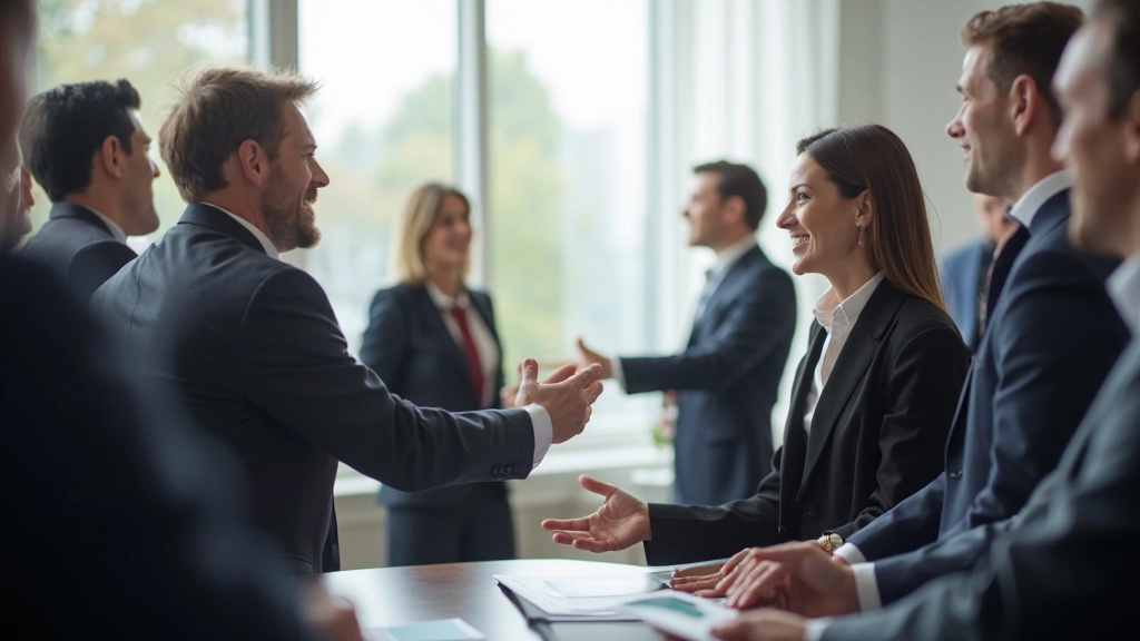 Professionele networking event met zakenlui die samen spreken en netwerken