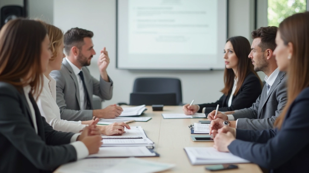 Professionele trainingsruimte met cursusdeelnemers die aan certificering werken