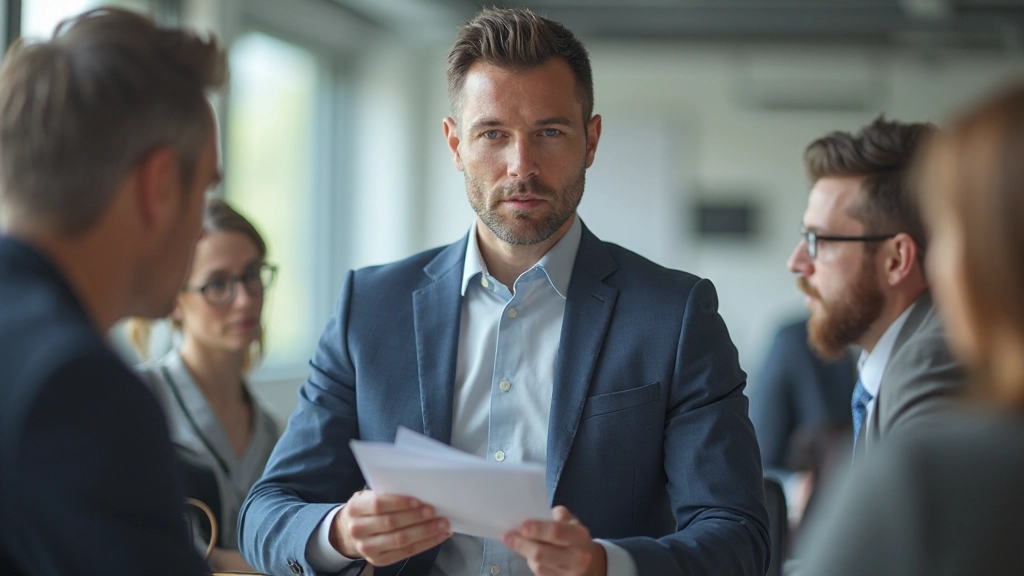 Professionele foto van diverse zakenman die gericht luistert met aantekeningen in een brainstormsessie