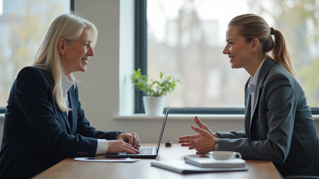 Mentorschap moment met ervaren professional die jonger teamlid begeleidt