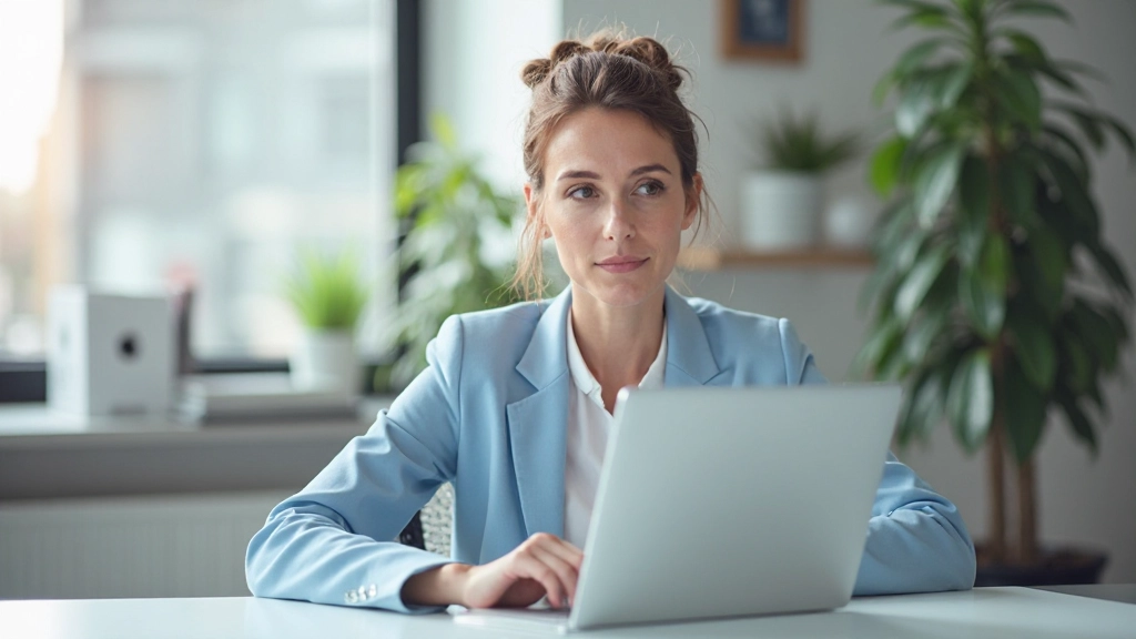 Professionele vrouw in modern kantoor werken aan carrièredoelstellingen