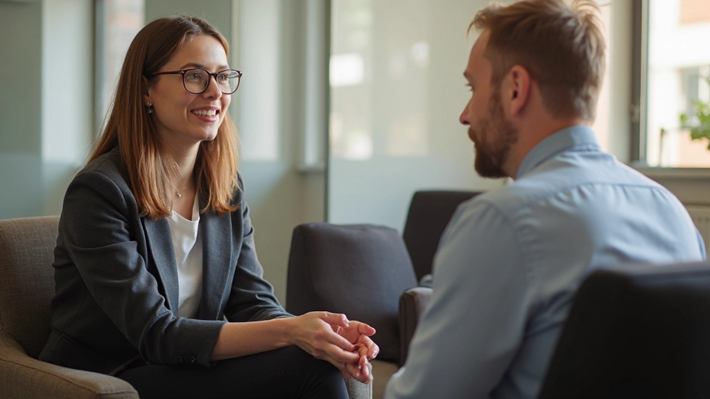 Jonge professional in gesprek met ervaren collega in zakelijke omgeving